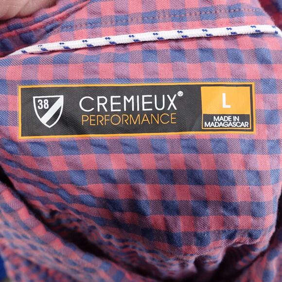 DANIEL CREMIEUX PERFORMANCE GINGHAM CHECK SEERSUCKER-LIKE BUTTON UP SHIRT L - Picture 6 of 7